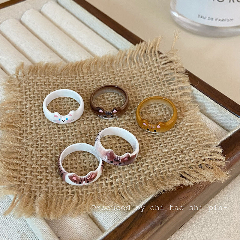 Wholesale Cartoon Cute Color Cat Ring