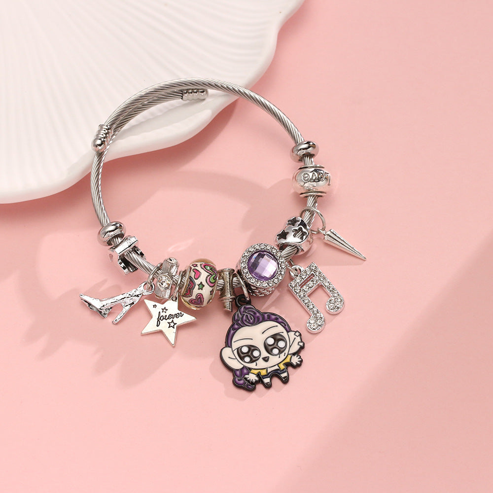 Wholesale KPOP cartoon stainless steel bracelet