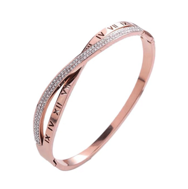 Wholesale Full Diamond Zircon Roman Numeral Cross Titanium Steel Bracelets ACC-BT-Kucai002