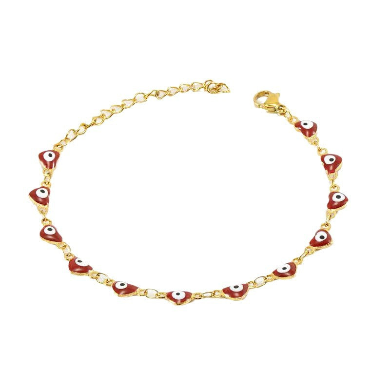 Wholesale 18K Titanium Steel Evil Eye Stainless Steel Heart Bracelet Necklaces ACC-BT-Zhongy004