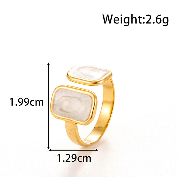 Wholesale line round love oil drop retro titanium steel opening adjustable ring