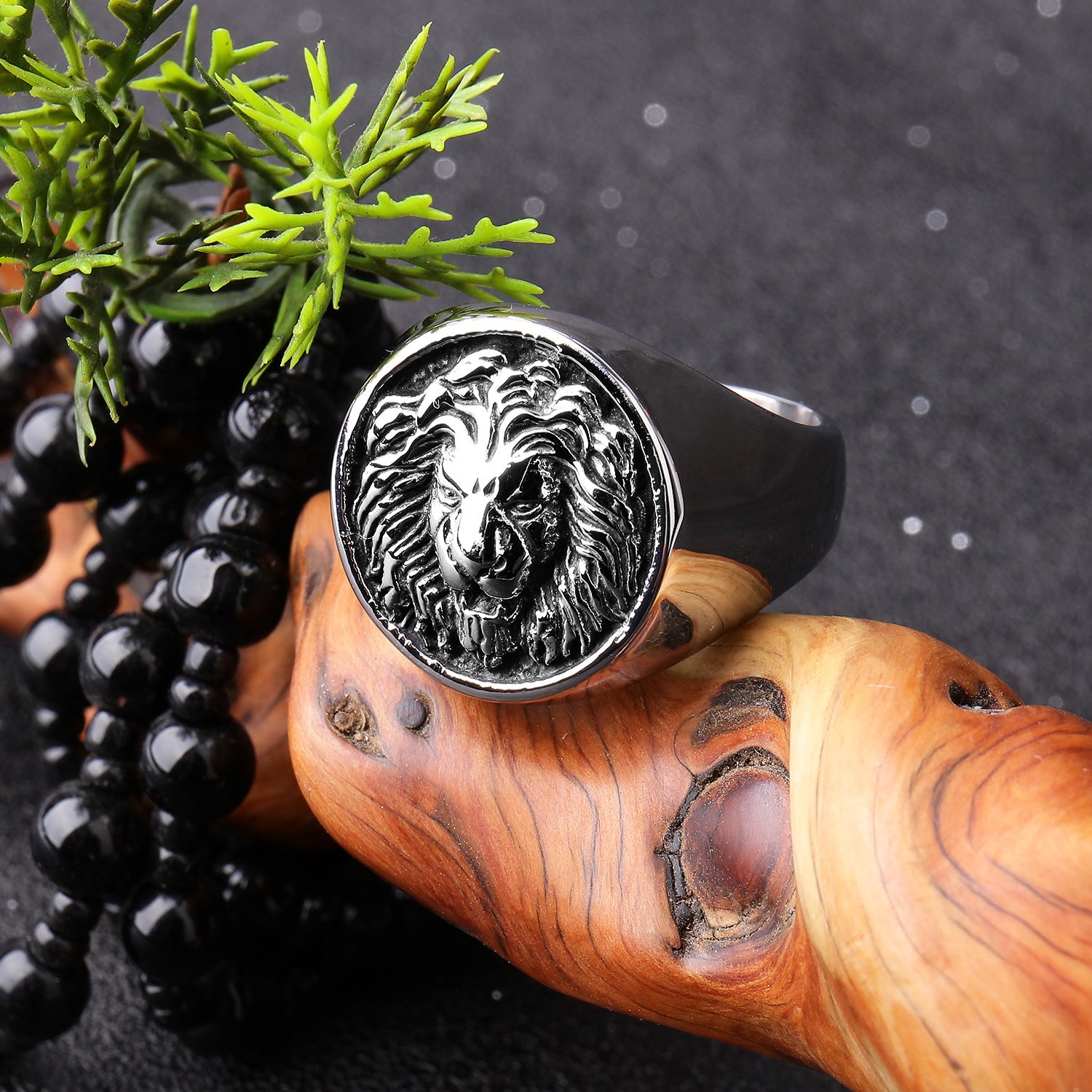 Wholesale Vintage Lion Head Stainless Steel Titanium Steel Men's Ring ACC-RS-Qiaoa002