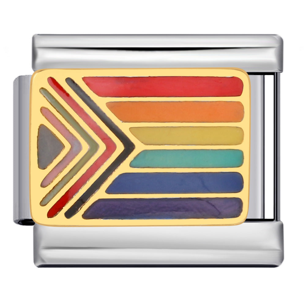 Wholesale Italian Charm Bracelet 9mm DIY Splicing Removable Rainbow Heart Stainless Steel Composable Bracelet