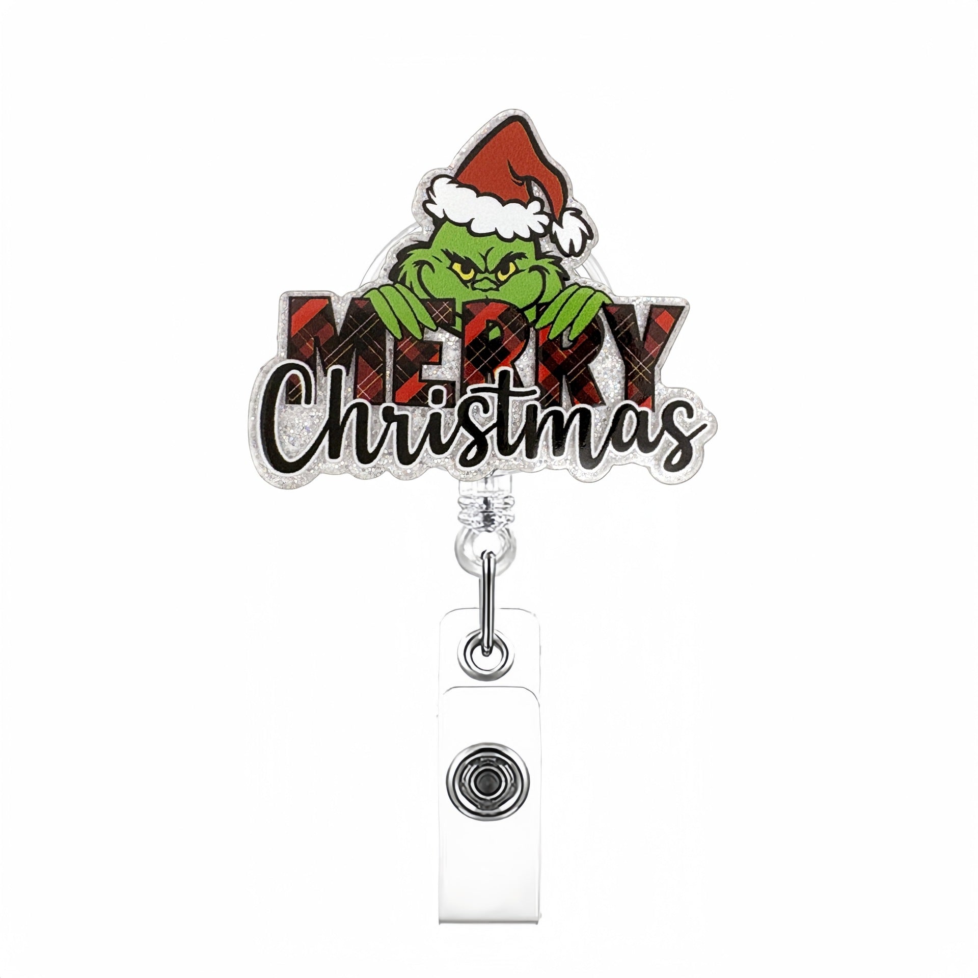 Wholesale  Christmas Cartoon Green Monster Badge Reels Keychains