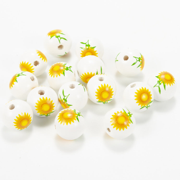 Wholesale 50pcs Mother's Day Wooden Beads Colored Wooden Beads Focal Beads ACC-BDS-DianJin003