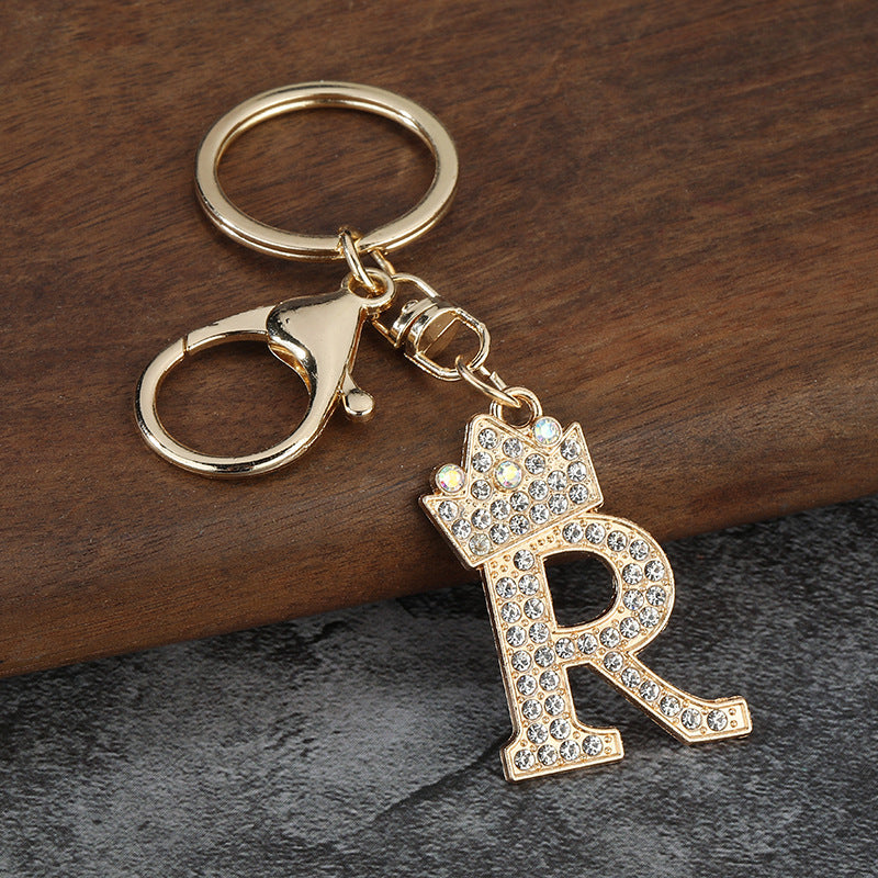 Wholesale Zinc alloy flash drill letter keychain
