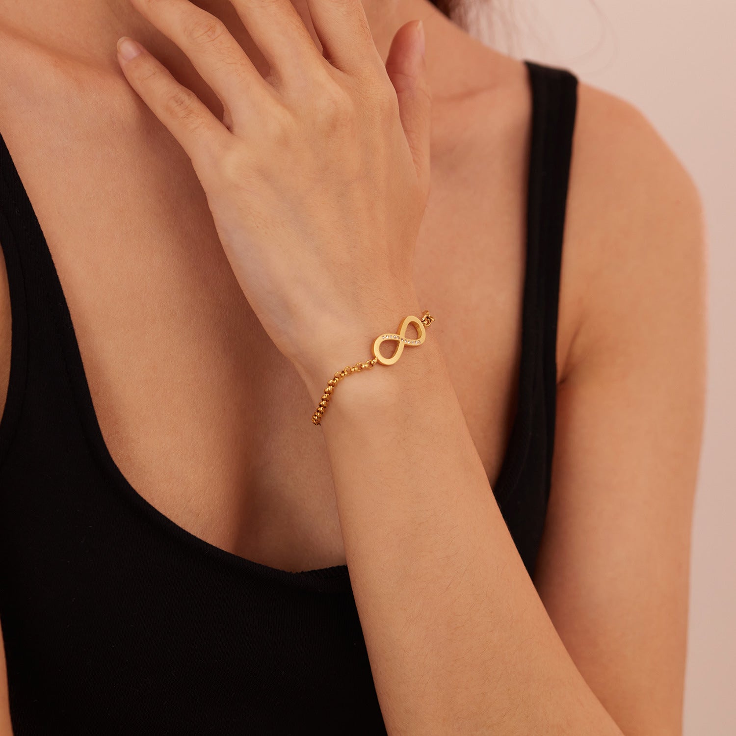 Wholesale Digital 8 Diamond Stitching Chain Stainless Steel Love Bracelet