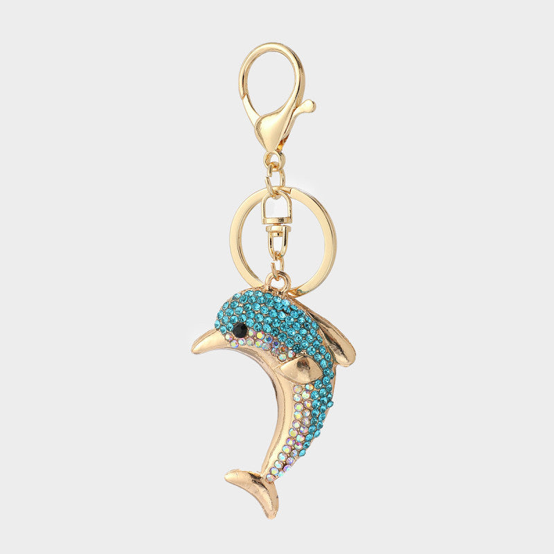 Wholesale Dolphin Rhinestone Alloy Keychain ACC-KC-YuanFei009