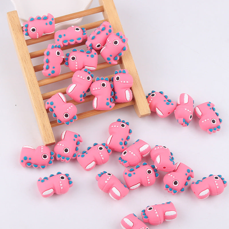 Wholesale 5pcs Pink Dinosaur Silicone Beads Focal Beads DIY Bead Accessories ACC-BDS-GuangTian046