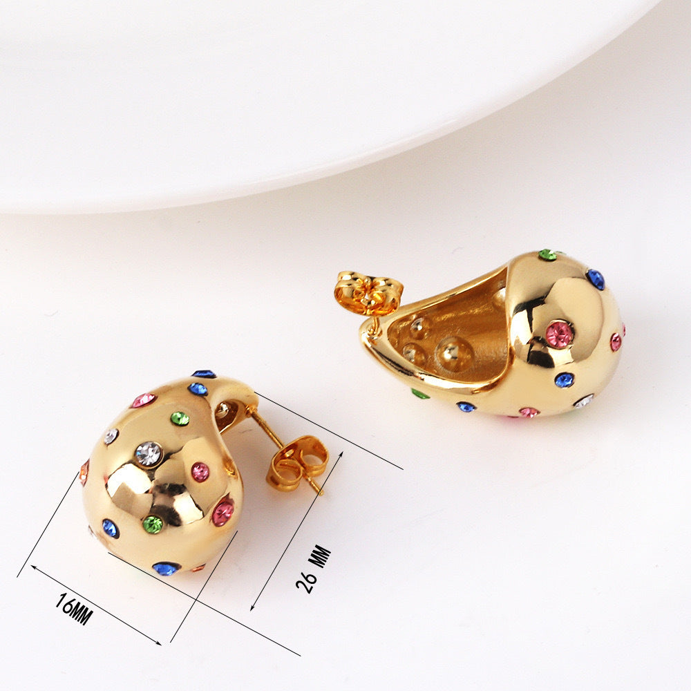 Wholesale Hollow Water Drop Titanium Steel Earrings ACC-ES-QianHui001