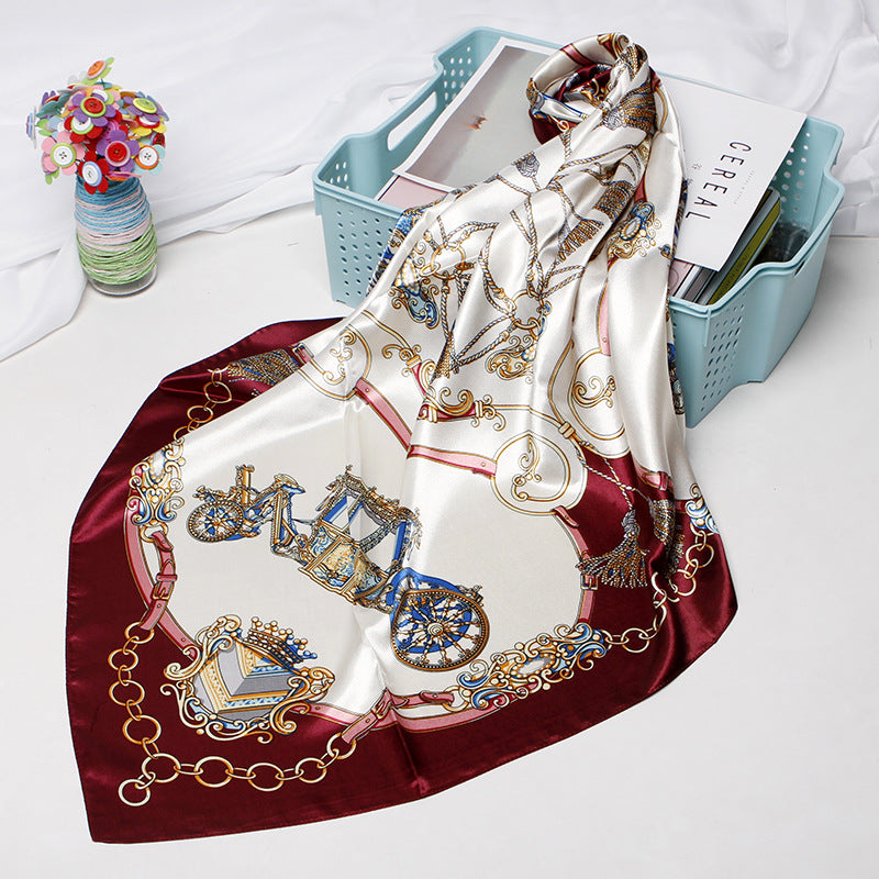 Wholesale Carriage Print Satin Square f Women Fashion Accessory Boutique Resale