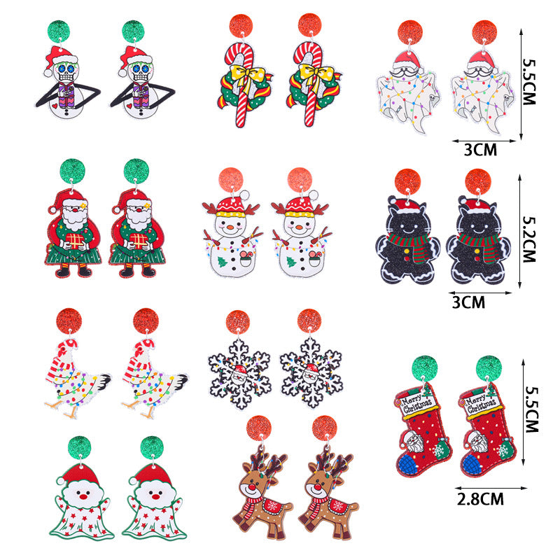 Wholesale Christmas Acrylic Cute Elk Snowman Series Earrings ACC-ES-CT031