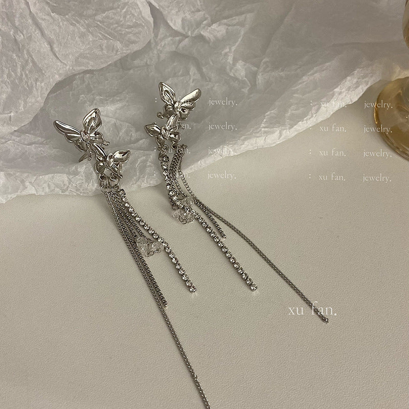 Wholesale Butterfly Tassel Ear Clip Earrings