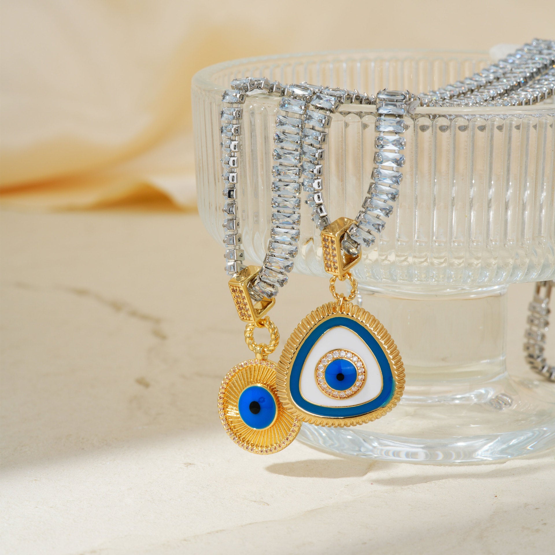 Wholesale  Blue Niche Water Drop Ocean Heart Pendant Necklace
