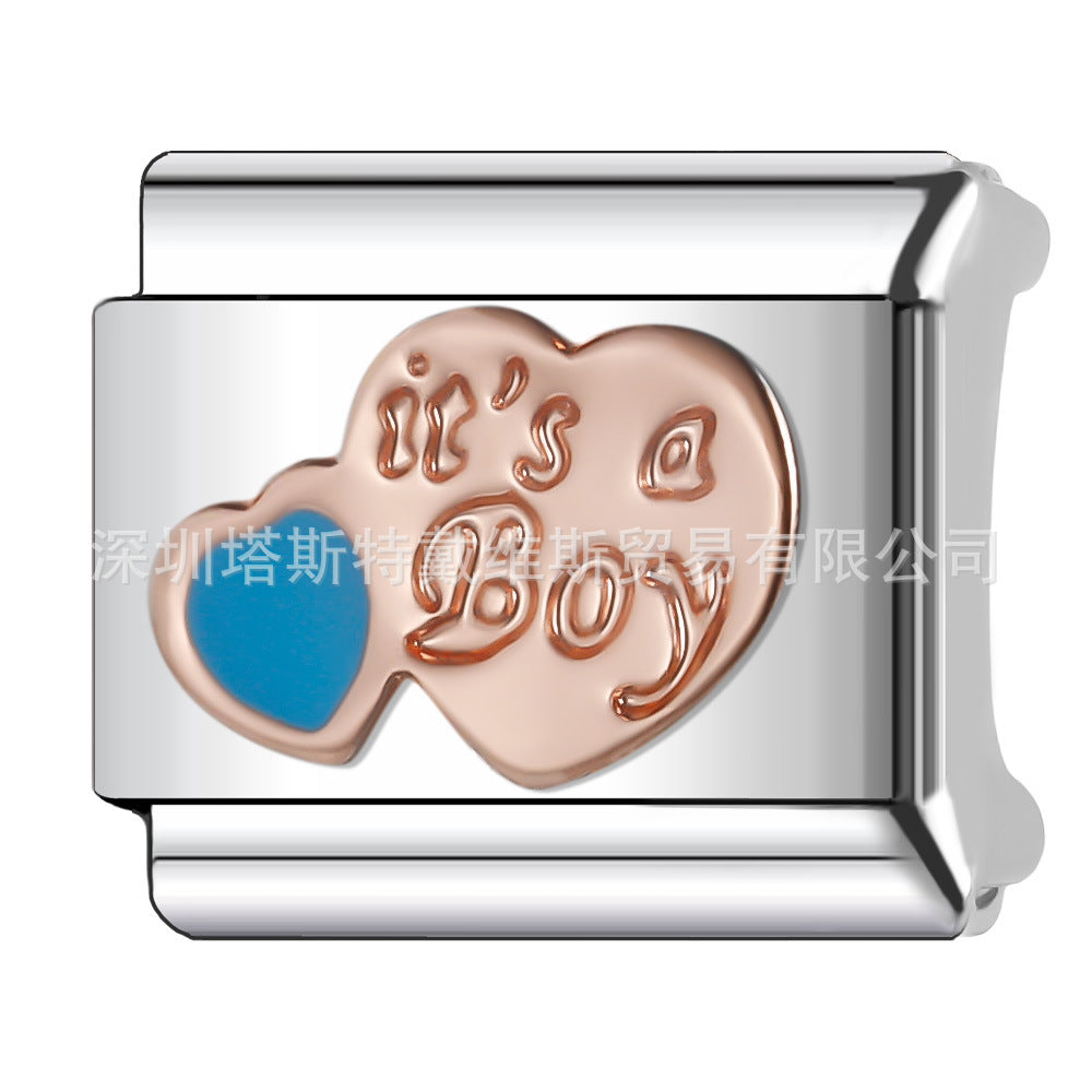 Wholesale  Italian Charm Bracelet 9mm DIY Rose Gold Series Creative Stainless Steel Composable Bracelet