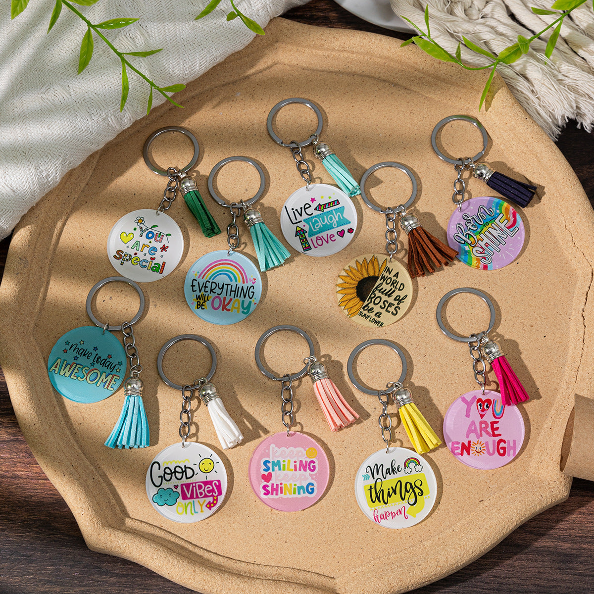 Wholesale Creative Rainbow English Letter Acrylic Keychain