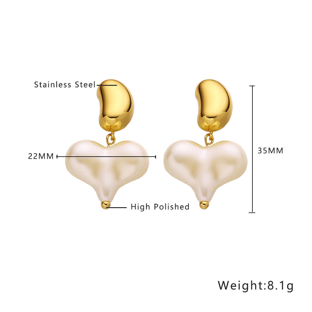Wholesale Jewelry Love Bow Pearl Titanium Steel Earrings ACCVIP-ES-DaLang002