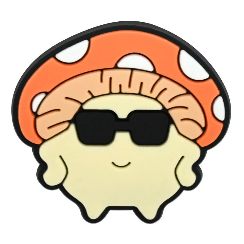 Wholesale   Random 100pcs Creative Cute cartoon mushroom series  PVC Soft Rubber Shoe Buckle Decoration