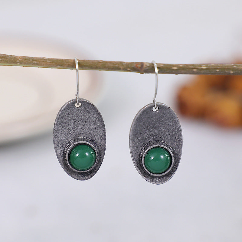 Wholesale Alloy Electroplated Retro Emerald Earrings for Everyday Wear Jewelry Accessory