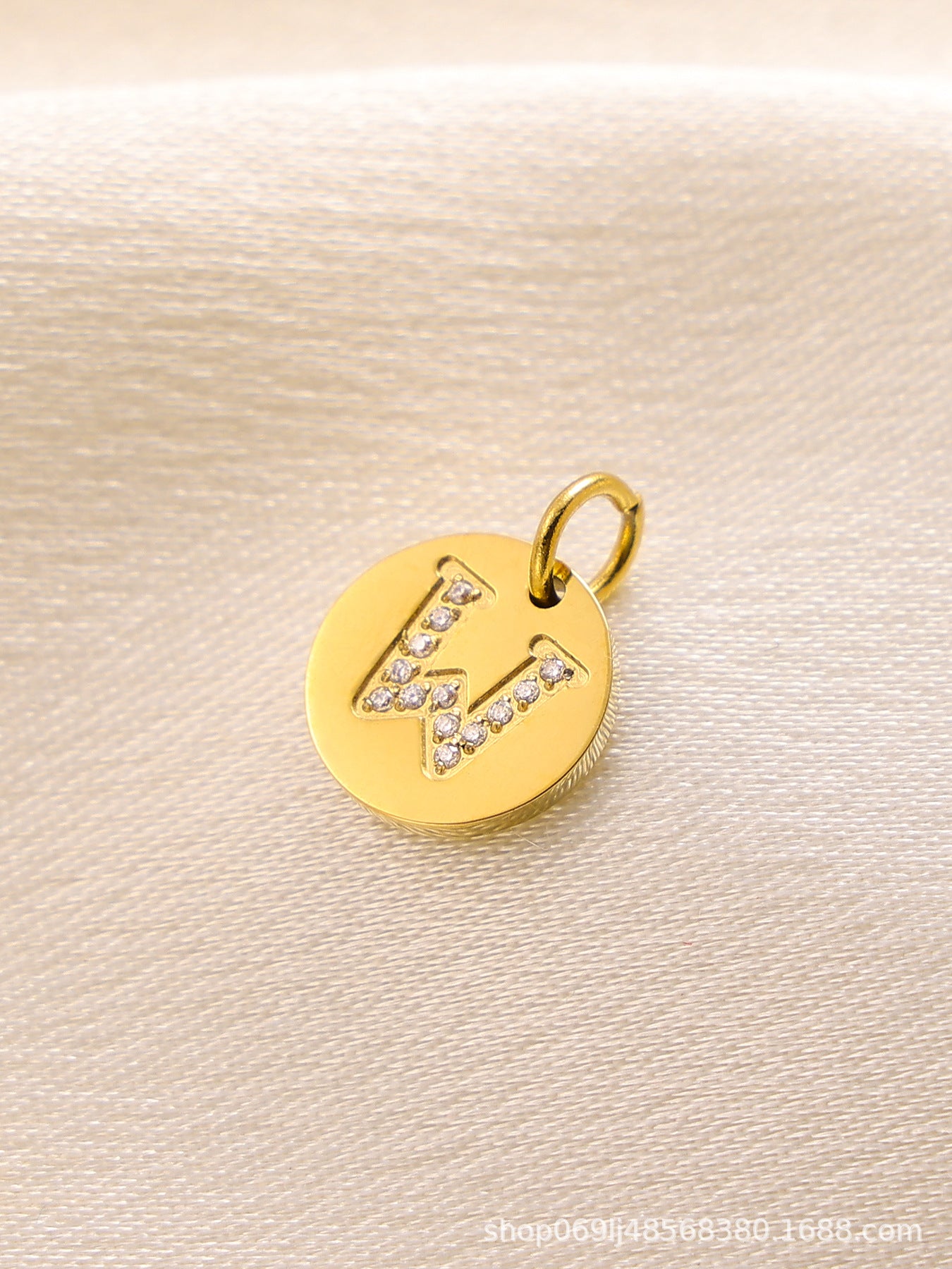 Wholesale  14K Round Brand Diamond Letter  Stainless Steel Pendant