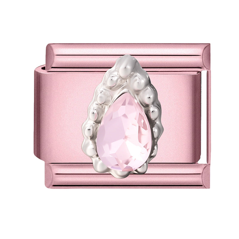 Wholesale 9mm Italian Charm Starter Bracelets pink series  DIY  Single Section Creative Stainless Steel Composable Bracelet