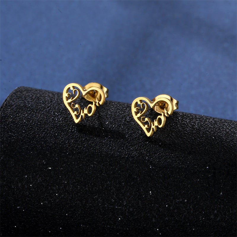 Wholesale MOM Stainless Steel Earrings Necklace Set Mother's Day Gift Earrings Set ACC-ES-MinM013