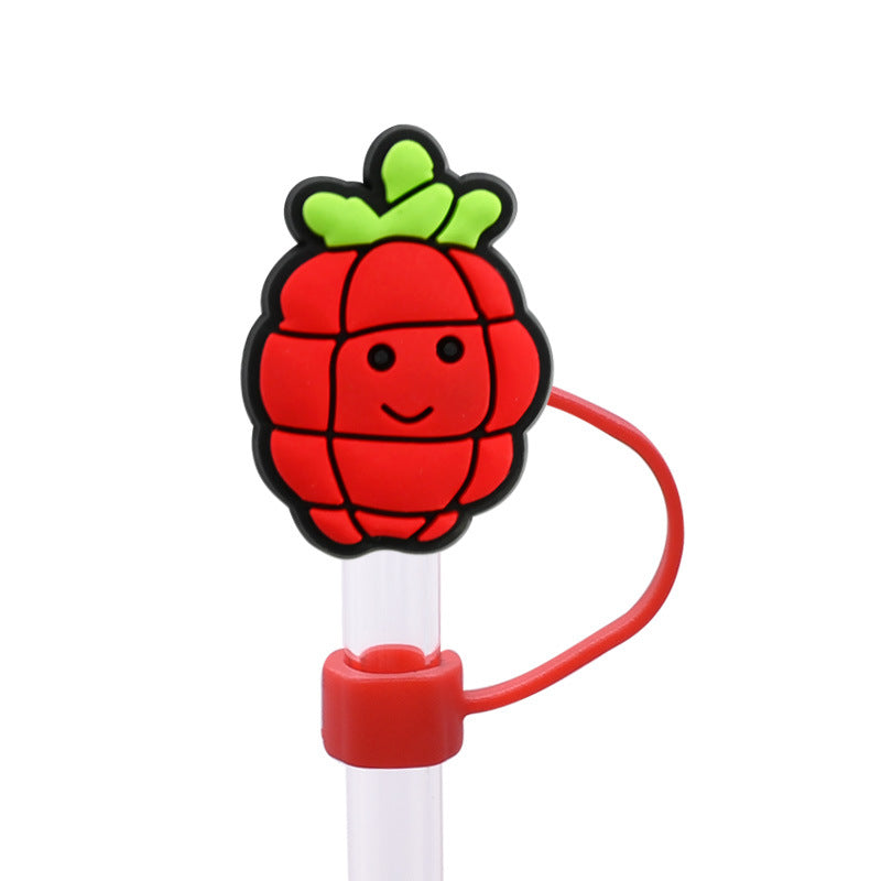 Wholesale Random 100pcs Fruit Series 8/10mm PVC Soft Straw Tube Cap