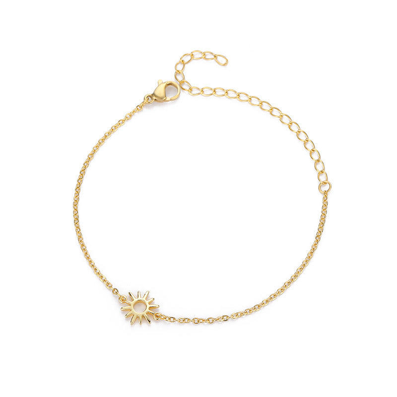 Wholesale Stainless Steel Sun Pendant Bracelet Geometric Zircon Jewelry Accessory for Women Trendy Everyday Wear Gift