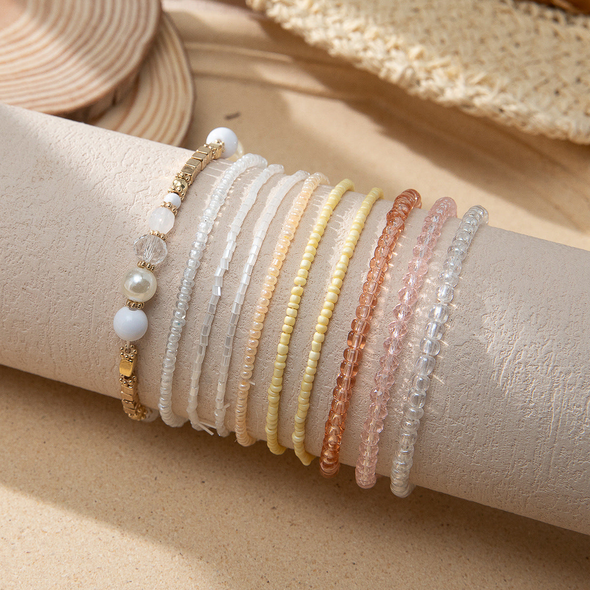 Wholesale Bohemian Stacked Glass Rice Bead Stretch Bracelet