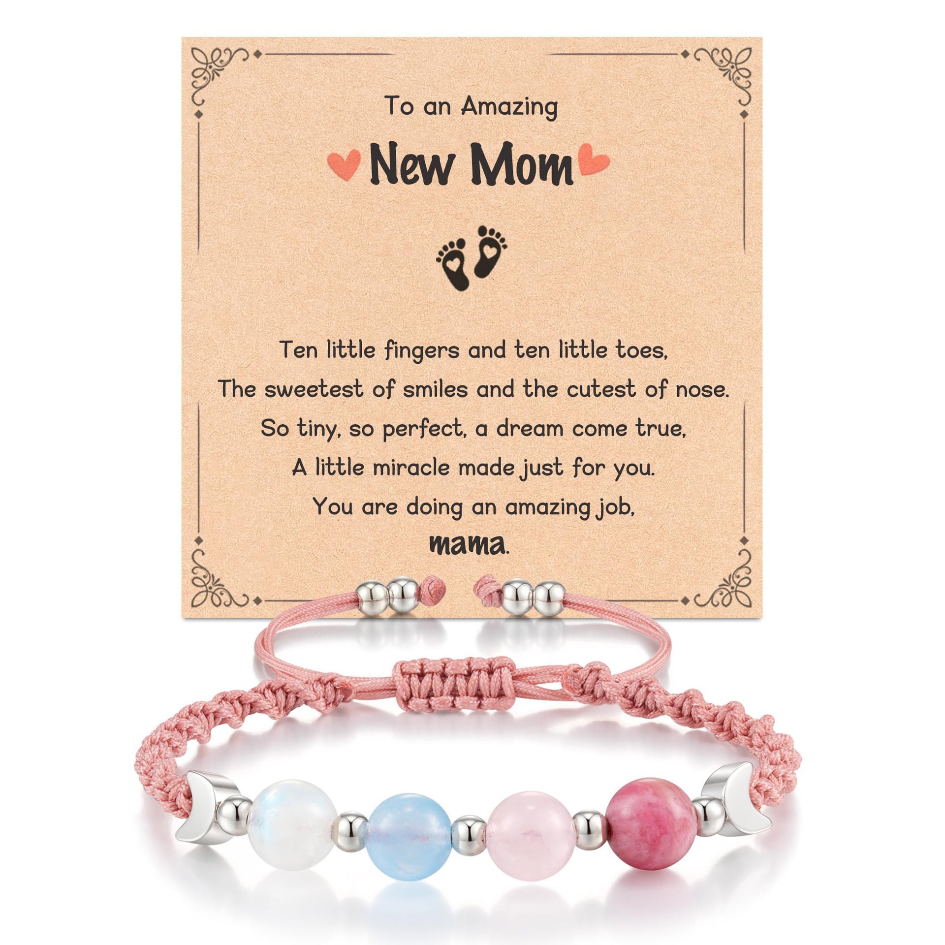Wholesale Stylish Moon Phase Natural Crystal Bracelet Handmade Adjustable Unisex Jewelry Gift For Everyday Wear Casual Fashion Accessory