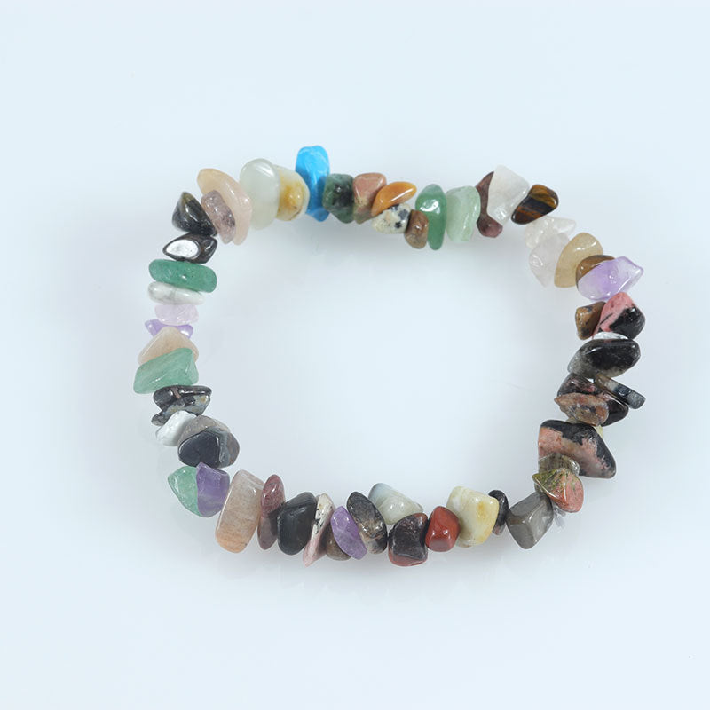 Wholesale Natural colorful gravel hand-woven elastic boho bracelet