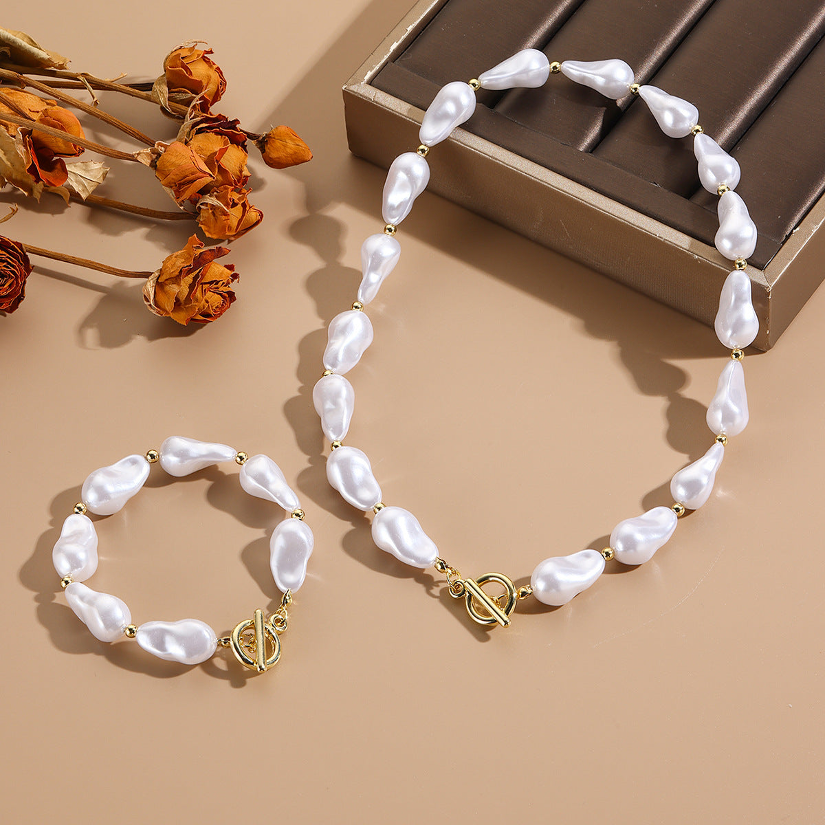 Wholesale  Pearl  Starfish Shell Pearl Necklace Bracelet suit