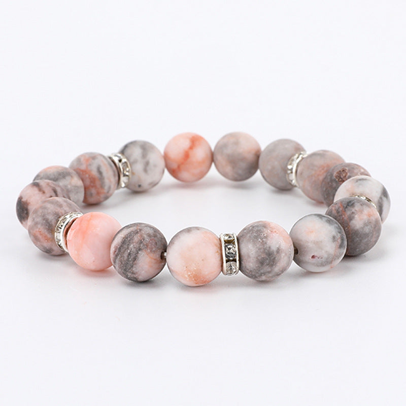Wholesale 8MM Pink Zebra 10mm Frosted Stone Beaded Agate Bracelet ACC-BT-zhixiang015