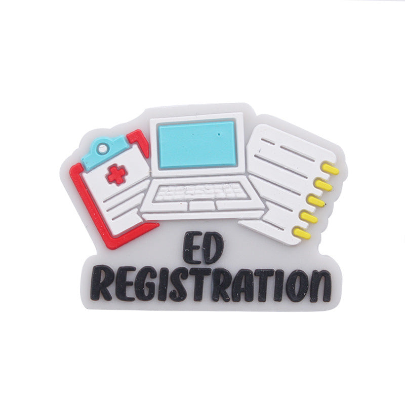 Wholesale 10pcs Cartoon Registration Sheet Emergency Room Silicone Beads Focal Beads DIY Beadable Pen Accessories ACC-BDS-GuangTian025