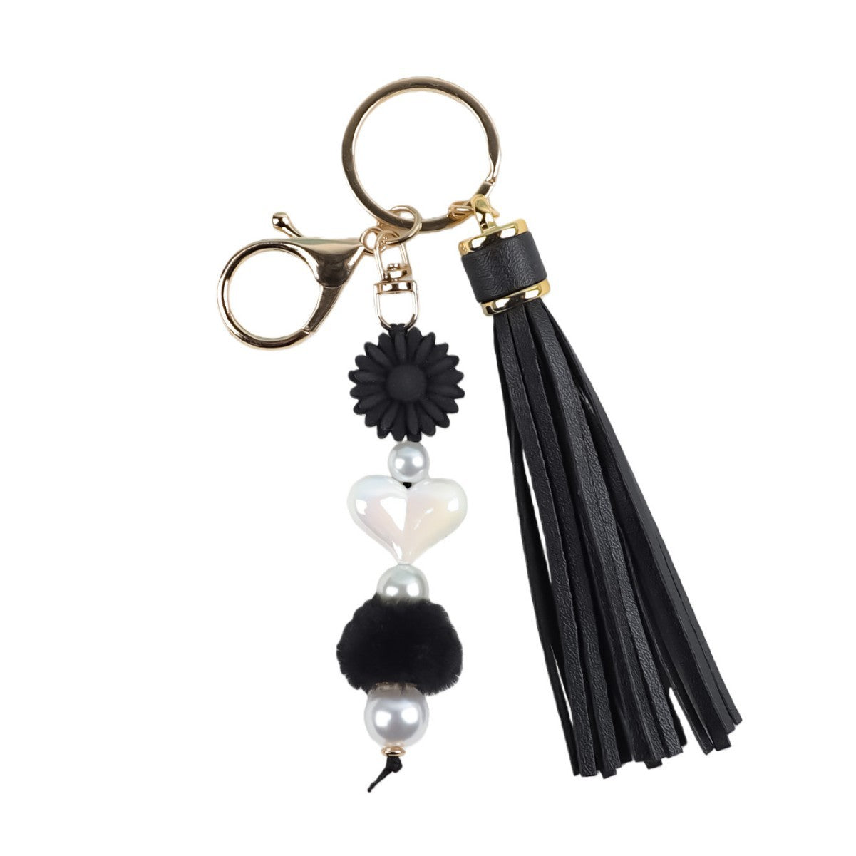 Wholesale White Tassel Keychain Bag Charm Acrylic Handmade Fashion Accessory For Graduation Gift