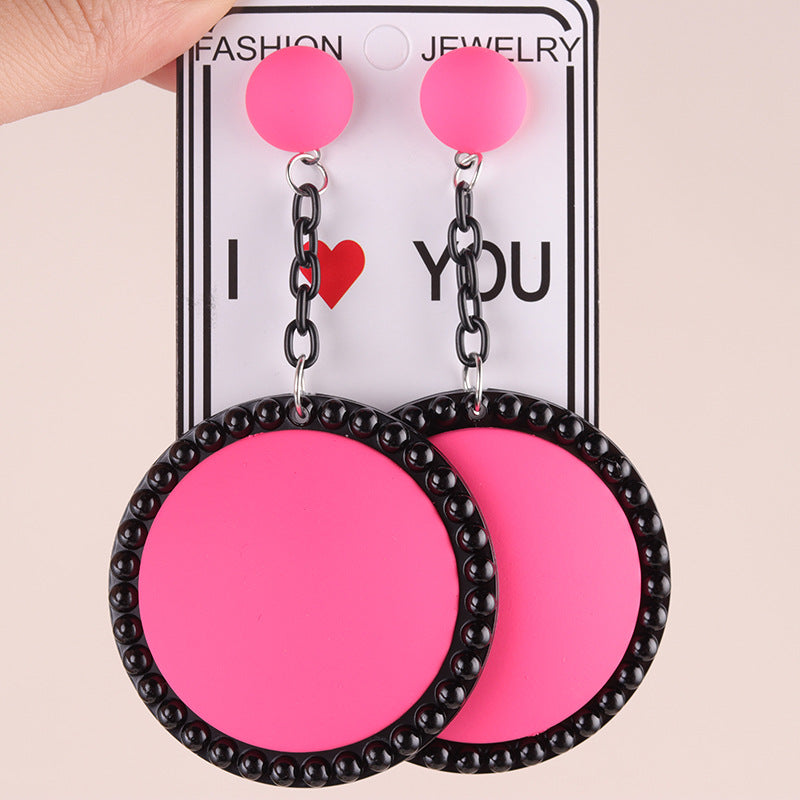 Wholesale Color Three-dimensional Large Round Acrylic Earrings