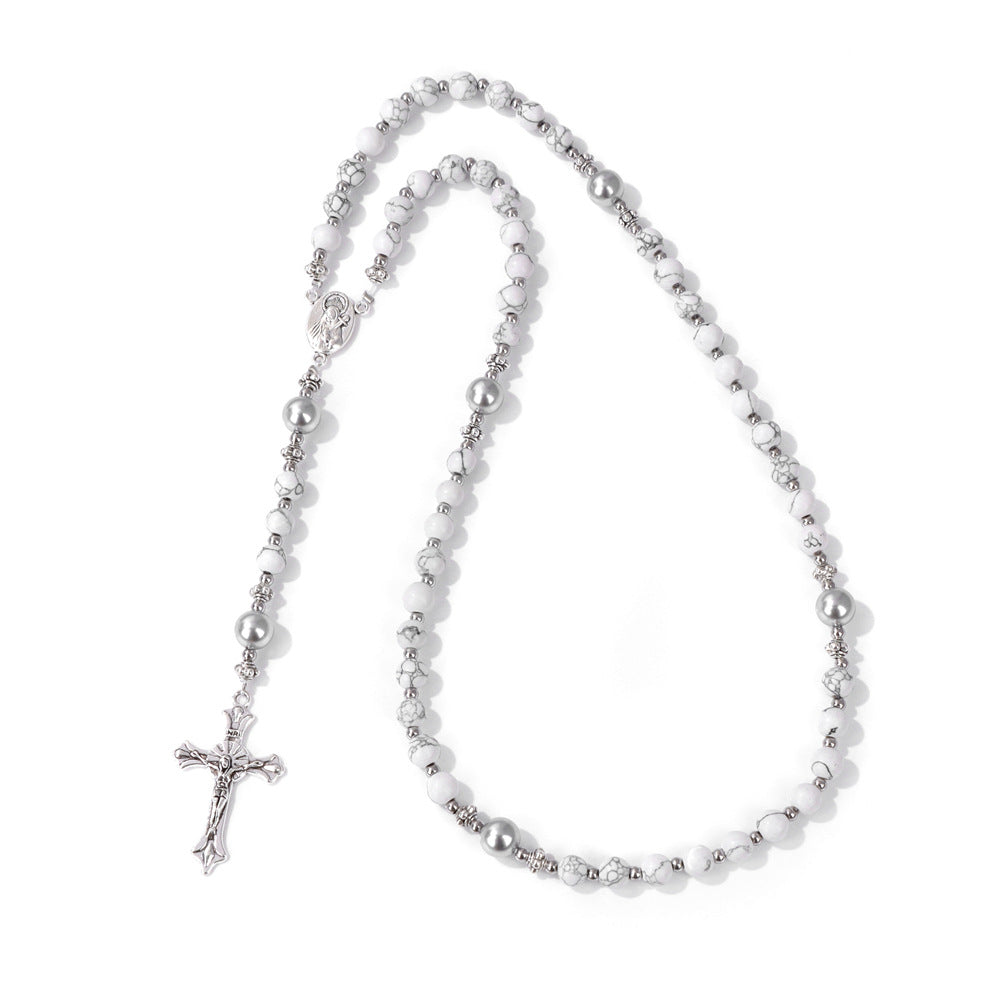 Wholesale Cross Shape Natural Stone Bead Bracelet Unisex Handmade Jewelry for Travel Gift Resale