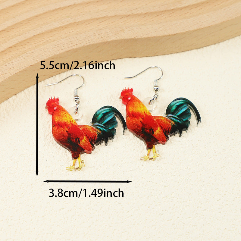 Wholesale Western Farm Chicken Acrylic Earrings