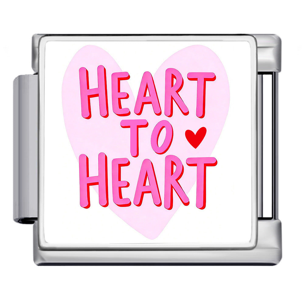 Wholesale Titanium Steel Love Series Square Pattern Modular Bracelet For Valentine S Day Gifts