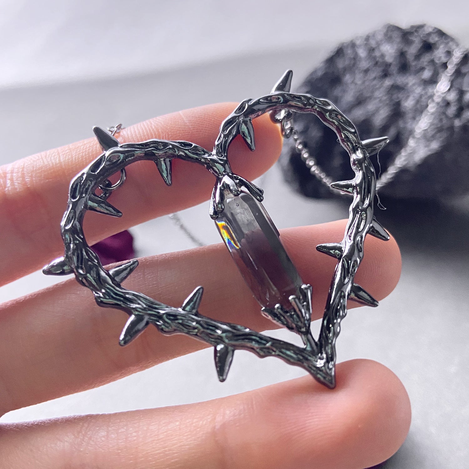 Wholesale Retro dark anime witch heart n clavicle necklace heart necklace
