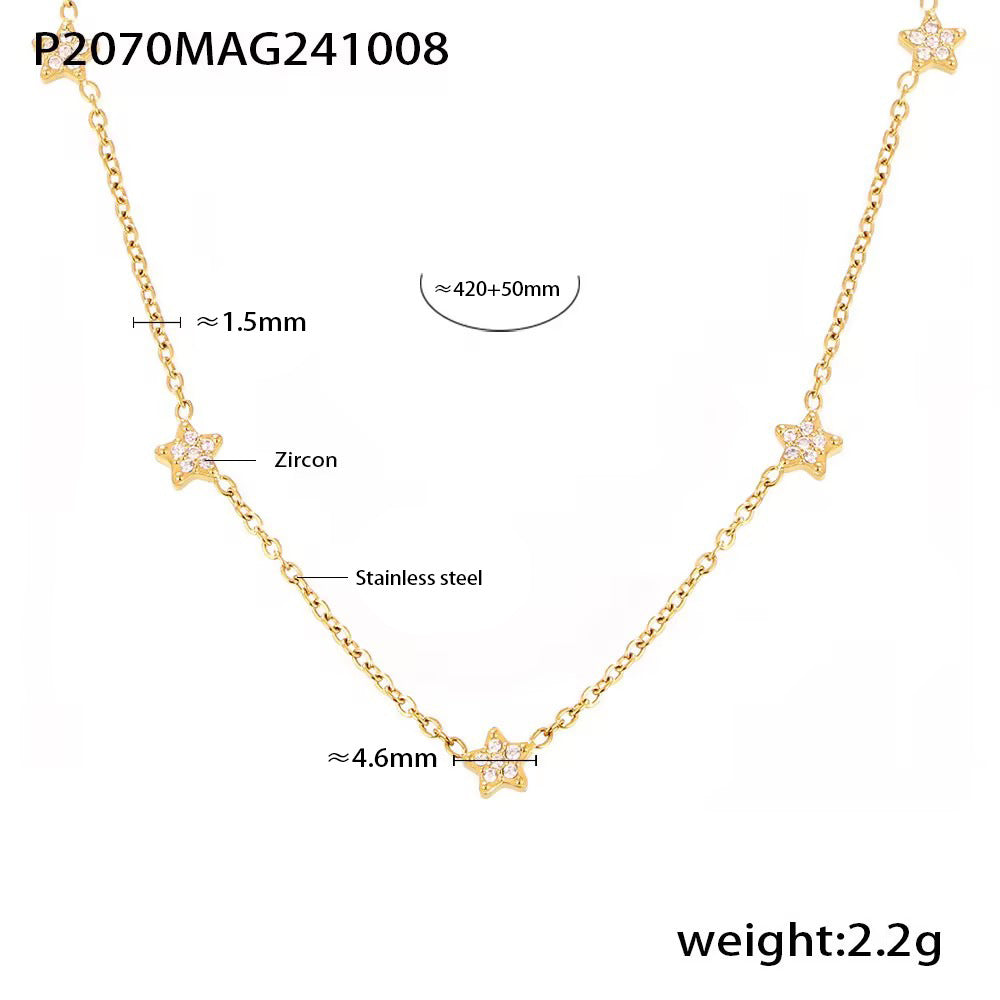 Wholesale Light Luxury Star Design Stainless Steel Zircon Necklace Gift Jewelry Accessory