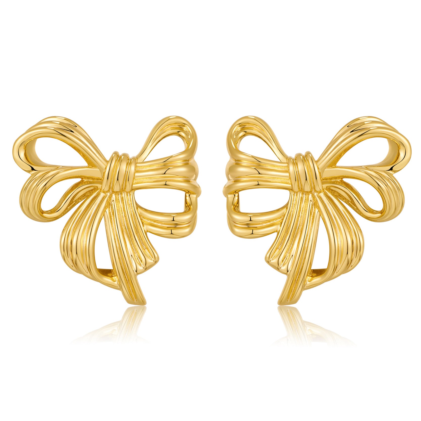 Wholesale Bow Earrings Copper Plated 18k Gold Irregular Earrings ACC-ES-HuaChuang005
