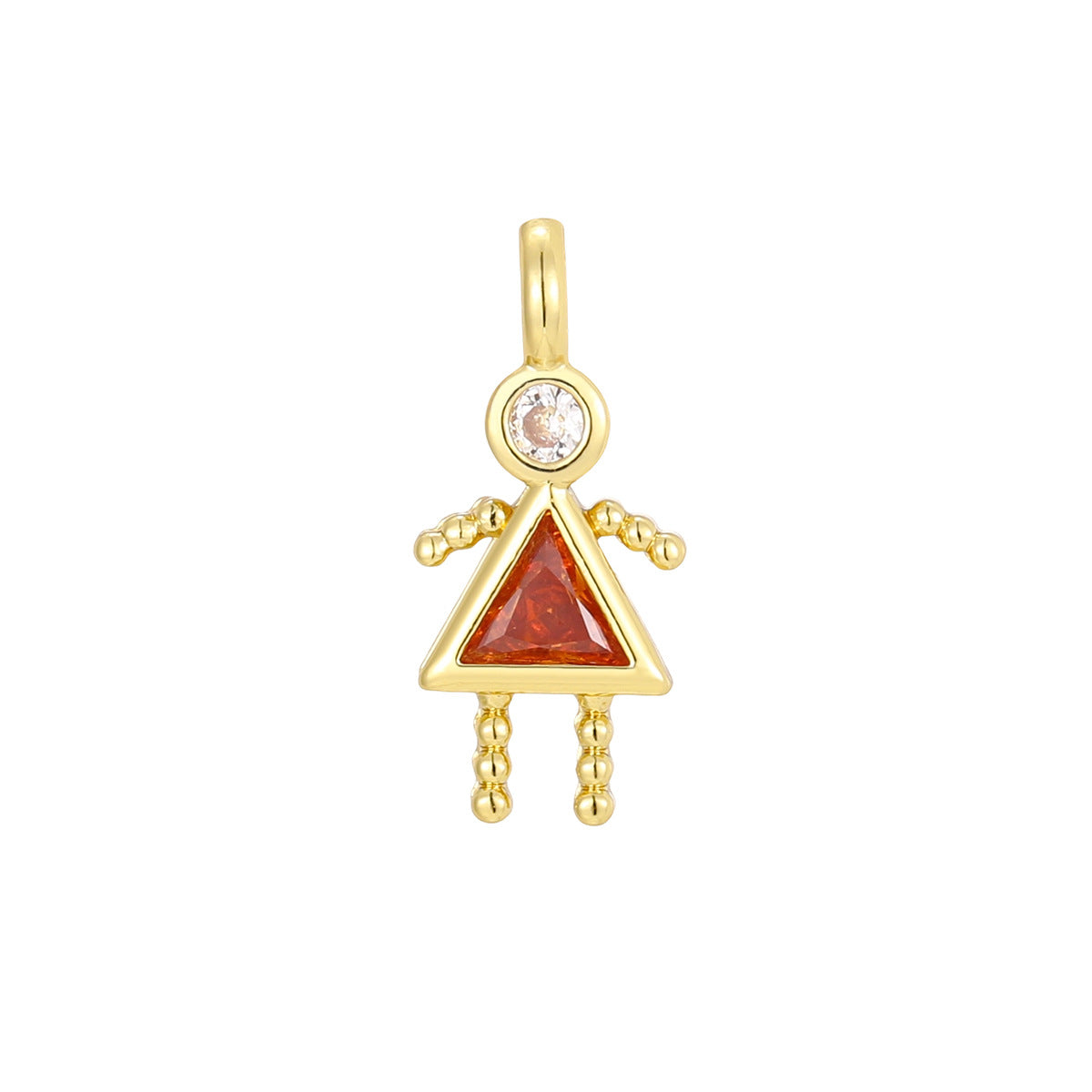 Wholesale Copper Plated 18K Gold Cartoon Birthstone Pendant Necklace,  Trendy Jewelry Accessory for Girls