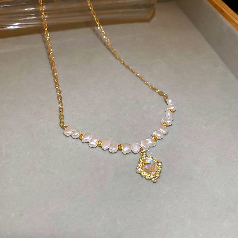 Wholesale Retro Glaze Dream Diamond Irregular Pearl Necklace
