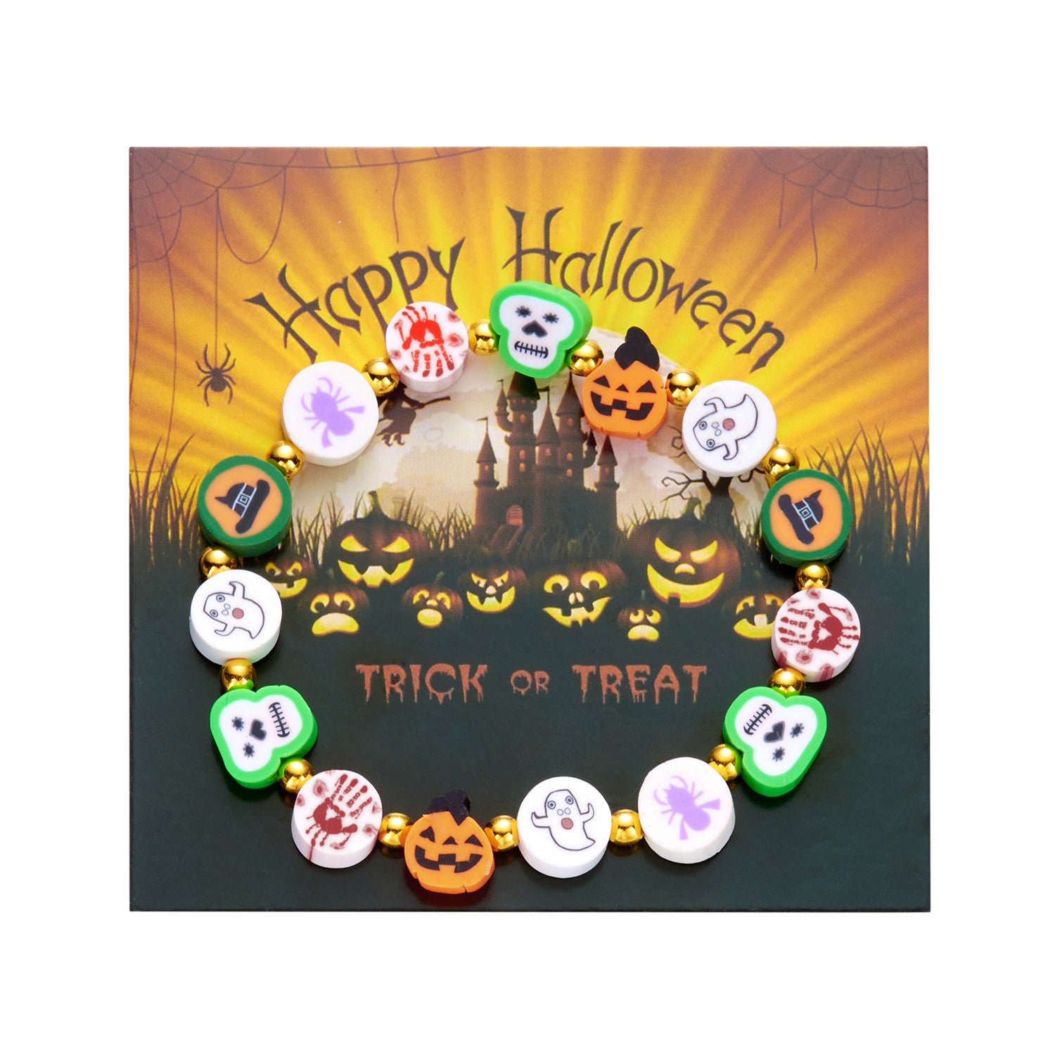 Wholesale Halloween Soft Clay Ghost Pumpkin Bracelet