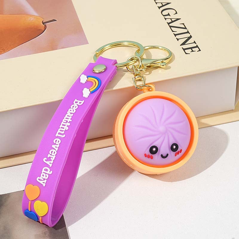Wholesale Cute PVC Squeezable Small Bun Keychain - Stress Relief Toy,  Bag Charm &  Car Key Accessory