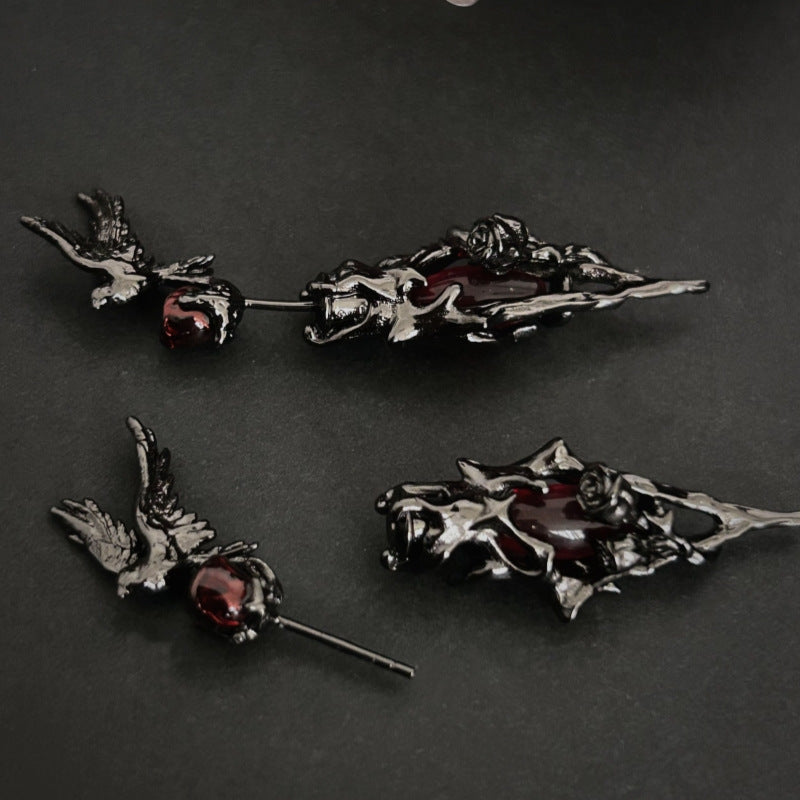 Wholesale Diamond Irregular Hollow Earrings Thorns Rose Earrings