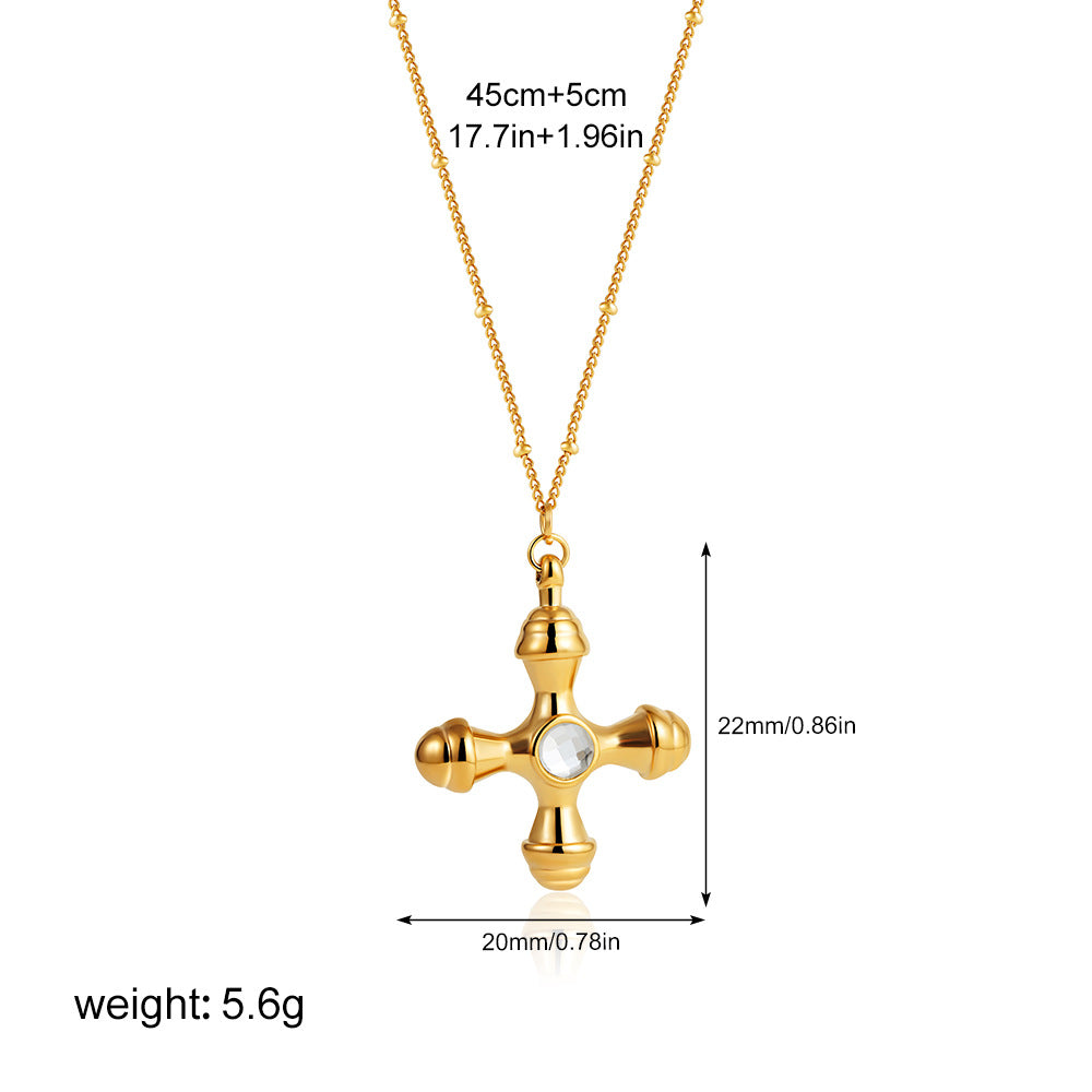 Wholesale  stainless steel 18K gold solid small tag inlaid zircon pendant necklace