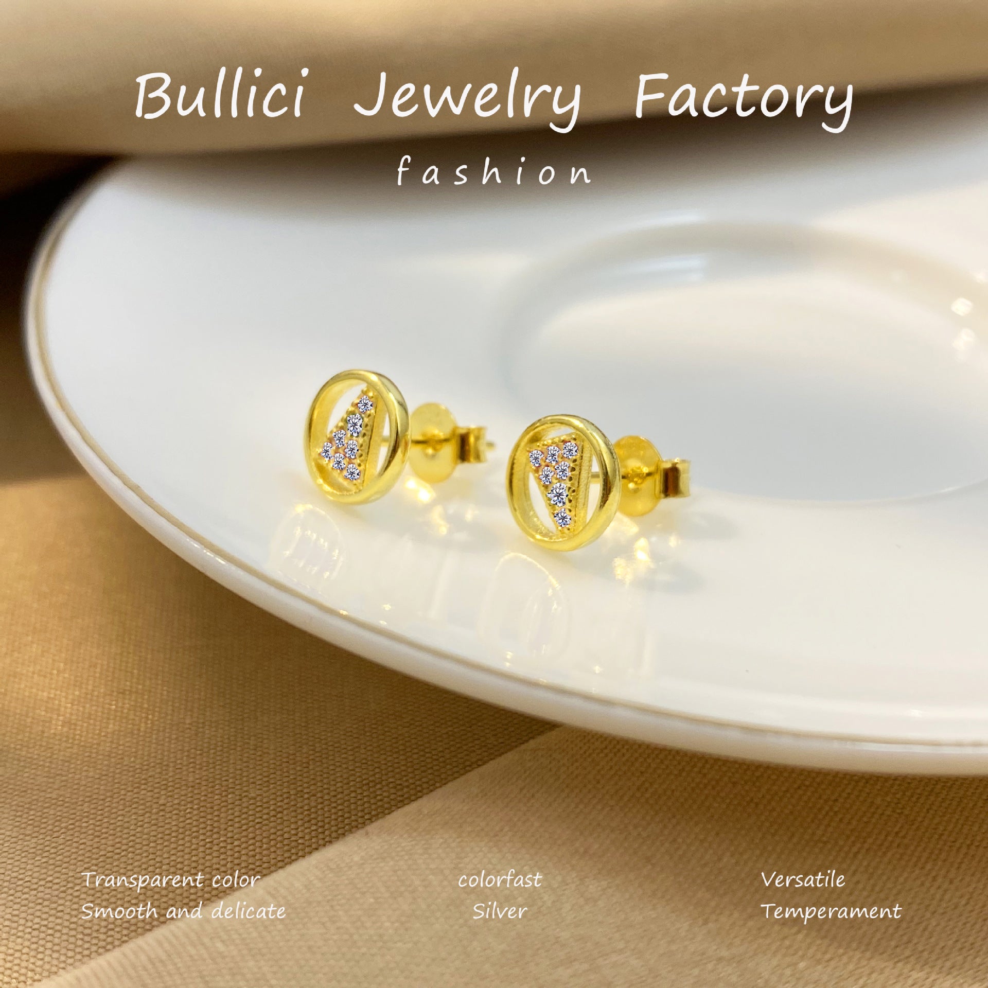 Wholesale S925 Sterling Silver Earrings Girls Ring Inner Triangle Earrings