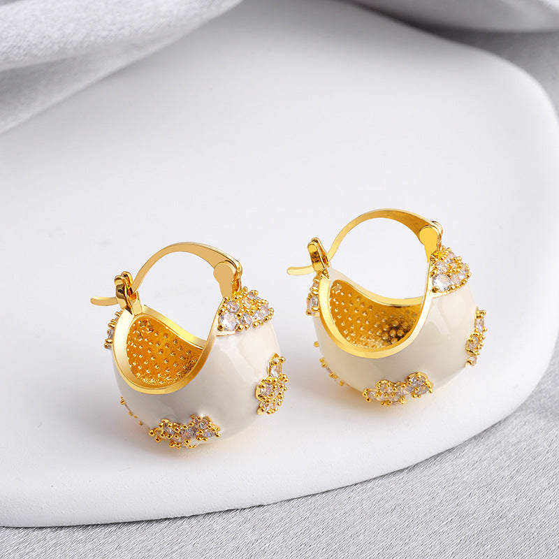 Wholesale red enamel drop oil basket ear buckle  earrings